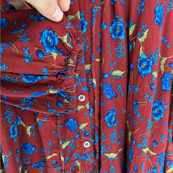 Free People Red and Blue Floral Long Sleeve Dress tunic  XL - Picture 5 of 8